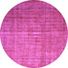 Round Abstract Purple Contemporary Rug, con748pur