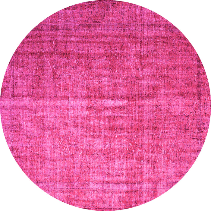 Round Machine Washable Abstract Pink Contemporary Rug, wshcon748pnk