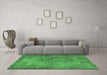 Machine Washable Abstract Emerald Green Contemporary Area Rugs in a Living Room,, wshcon749emgrn