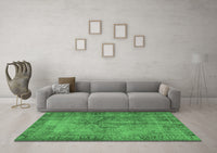 Machine Washable Abstract Emerald Green Contemporary Rug, wshcon749emgrn
