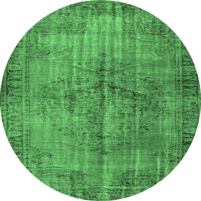 Round Abstract Emerald Green Contemporary Rug, con749emgrn