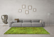 Machine Washable Abstract Green Contemporary Area Rugs in a Living Room,, wshcon749grn