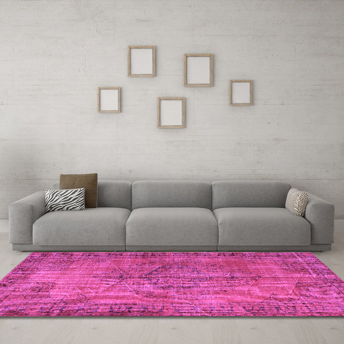 Machine Washable Abstract Purple Contemporary Area Rugs in a Living Room, wshcon749pur