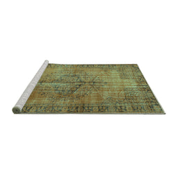 Sideview of Machine Washable Abstract Turquoise Contemporary Area Rugs, wshcon749turq