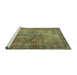 Sideview of Machine Washable Abstract Turquoise Contemporary Area Rugs, wshcon749turq