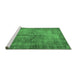 Sideview of Machine Washable Abstract Emerald Green Contemporary Area Rugs, wshcon749emgrn