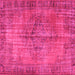 Square Machine Washable Abstract Pink Contemporary Rug, wshcon749pnk