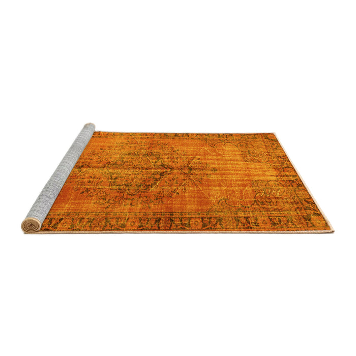 Sideview of Machine Washable Abstract Yellow Contemporary Rug, wshcon749yw