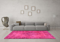 Machine Washable Abstract Pink Contemporary Rug, wshcon749pnk