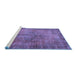 Sideview of Machine Washable Abstract Blue Contemporary Rug, wshcon749blu