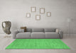 Machine Washable Abstract Emerald Green Contemporary Area Rugs in a Living Room,, wshcon74emgrn