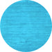 Round Abstract Light Blue Contemporary Rug, con74lblu