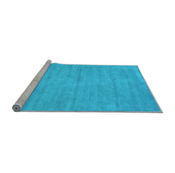 Sideview of Machine Washable Abstract Light Blue Contemporary Rug, wshcon74lblu