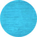 Round Machine Washable Abstract Light Blue Contemporary Rug, wshcon74lblu