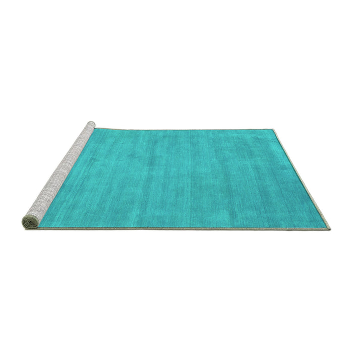 Sideview of Machine Washable Abstract Turquoise Contemporary Area Rugs, wshcon74turq