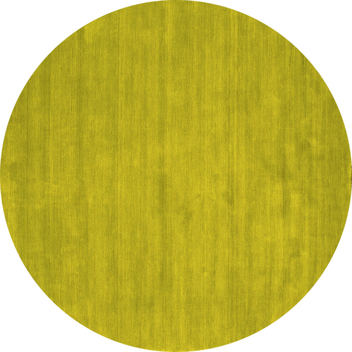 Round Abstract Yellow Contemporary Rug, con74yw