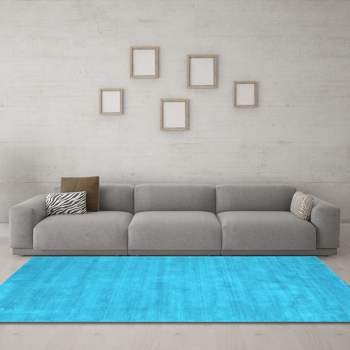 Machine Washable Abstract Light Blue Contemporary Rug in a Living Room, wshcon74lblu