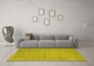 Machine Washable Abstract Yellow Contemporary Rug in a Living Room, wshcon74yw