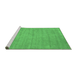 Sideview of Machine Washable Abstract Emerald Green Contemporary Area Rugs, wshcon74emgrn