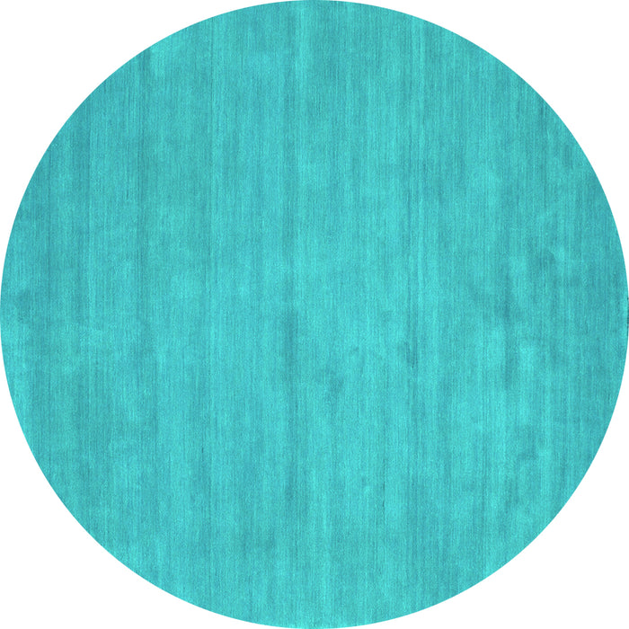 Round Abstract Turquoise Contemporary Rug, con74turq
