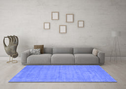 Machine Washable Abstract Blue Contemporary Rug in a Living Room, wshcon74blu