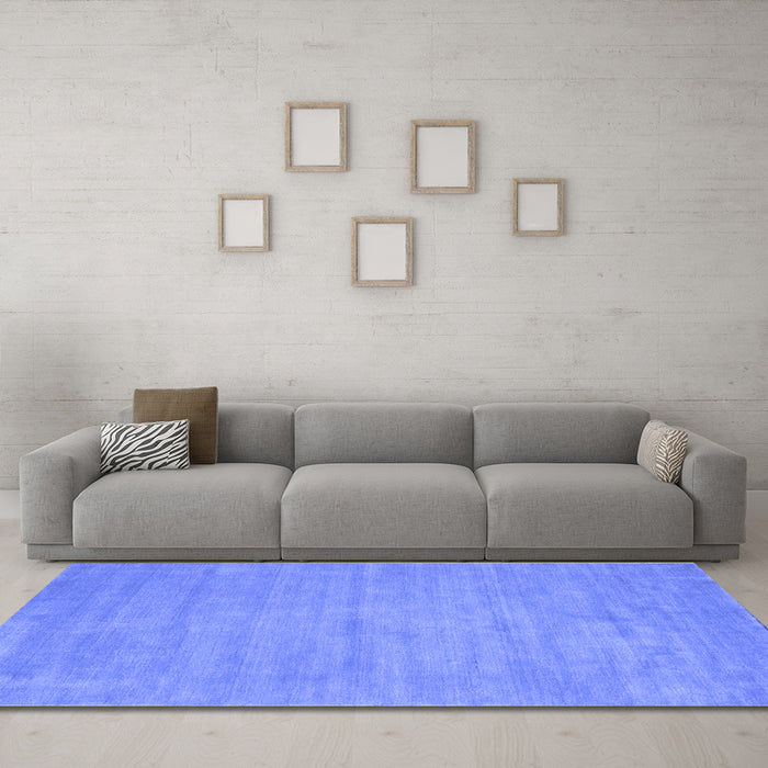 Machine Washable Abstract Blue Contemporary Rug in a Living Room, wshcon74blu