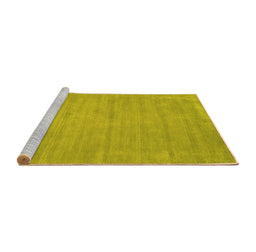 Sideview of Machine Washable Abstract Yellow Contemporary Rug, wshcon74yw