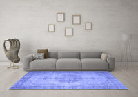 Machine Washable Abstract Blue Contemporary Rug, wshcon750blu