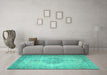 Machine Washable Abstract Turquoise Contemporary Area Rugs in a Living Room,, wshcon750turq