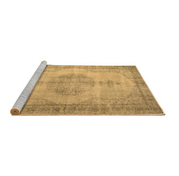 Sideview of Machine Washable Abstract Brown Contemporary Rug, wshcon750brn