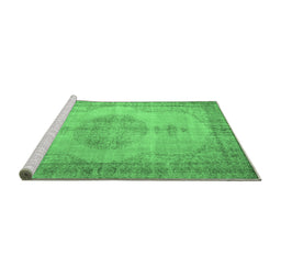 Sideview of Machine Washable Abstract Emerald Green Contemporary Area Rugs, wshcon750emgrn