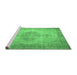 Sideview of Machine Washable Abstract Emerald Green Contemporary Area Rugs, wshcon750emgrn