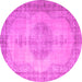 Round Machine Washable Abstract Pink Contemporary Rug, wshcon750pnk