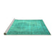 Sideview of Machine Washable Abstract Turquoise Contemporary Area Rugs, wshcon750turq