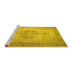 Sideview of Machine Washable Abstract Yellow Contemporary Rug, wshcon750yw