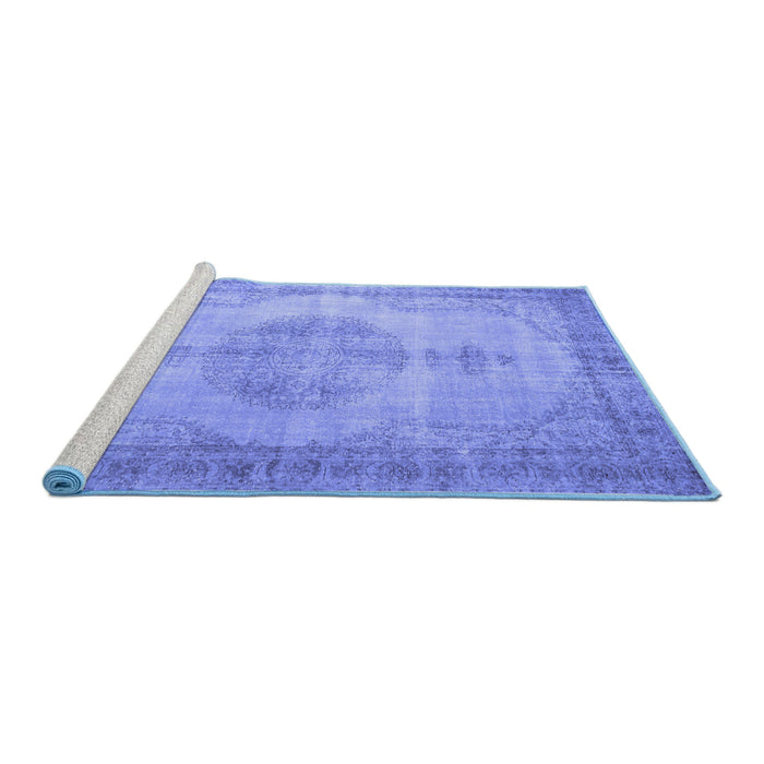 Sideview of Machine Washable Abstract Blue Contemporary Rug, wshcon750blu