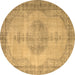 Round Abstract Brown Contemporary Rug, con750brn