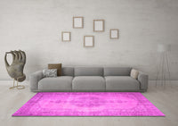 Machine Washable Abstract Pink Contemporary Rug, wshcon750pnk