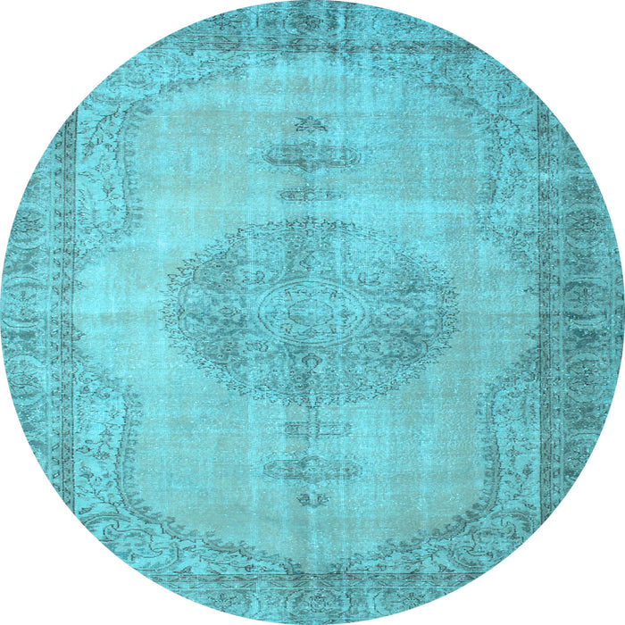 Round Machine Washable Abstract Light Blue Contemporary Rug, wshcon750lblu