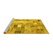 Sideview of Machine Washable Abstract Yellow Contemporary Rug, wshcon751yw