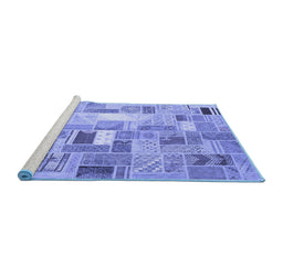 Sideview of Machine Washable Abstract Blue Contemporary Rug, wshcon751blu