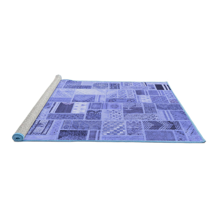 Sideview of Machine Washable Abstract Blue Contemporary Rug, wshcon751blu