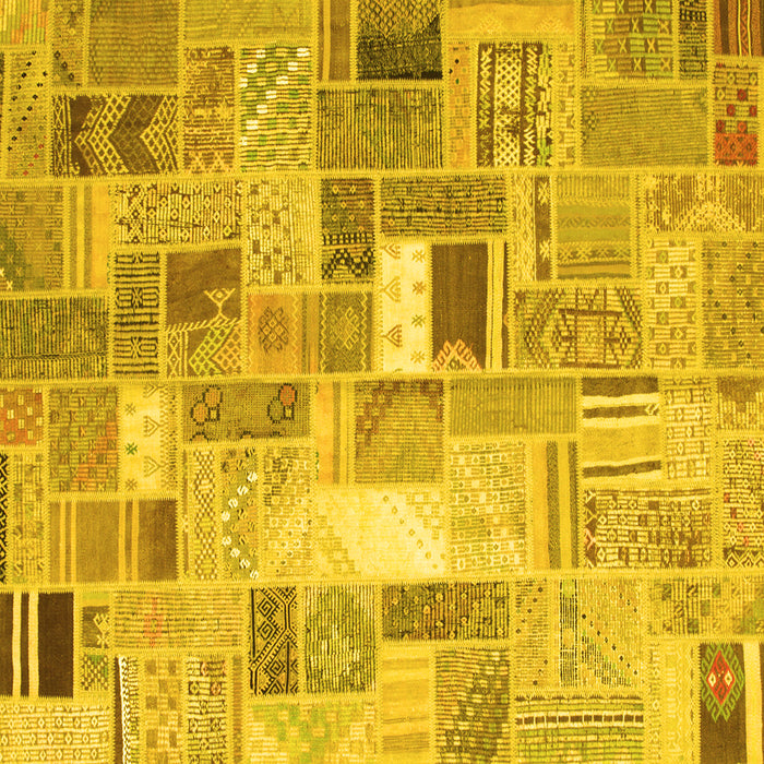 Square Machine Washable Abstract Yellow Contemporary Rug, wshcon751yw