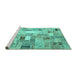 Sideview of Machine Washable Abstract Turquoise Contemporary Area Rugs, wshcon751turq