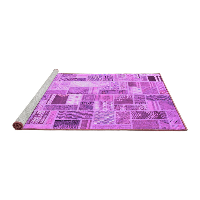 Sideview of Machine Washable Abstract Purple Contemporary Area Rugs, wshcon751pur
