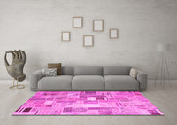 Machine Washable Abstract Pink Contemporary Rug, wshcon751pnk