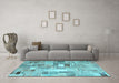 Machine Washable Abstract Light Blue Contemporary Rug in a Living Room, wshcon751lblu