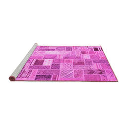 Sideview of Machine Washable Abstract Pink Contemporary Rug, wshcon751pnk