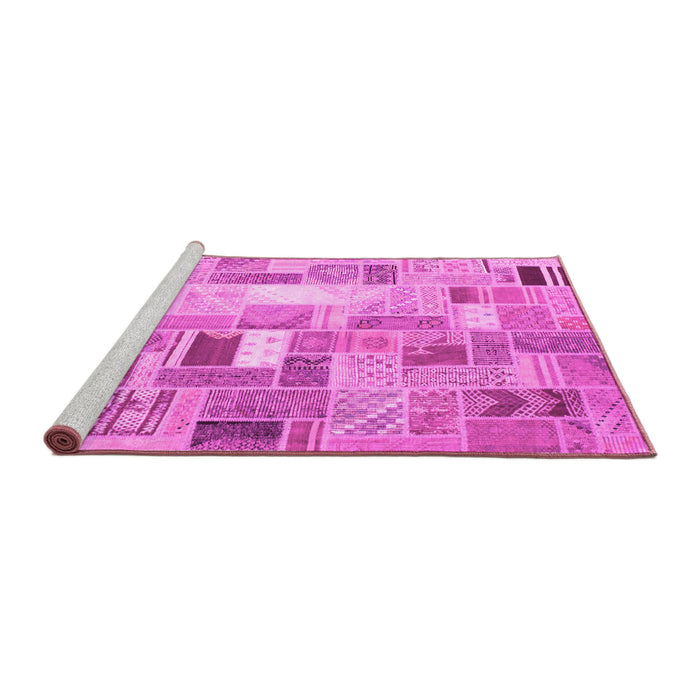 Sideview of Machine Washable Abstract Pink Contemporary Rug, wshcon751pnk