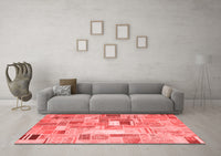 Machine Washable Abstract Red Contemporary Rug, wshcon751red